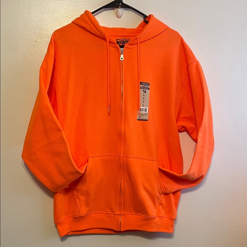 NWT~Men’s Open Trail Orange Hooded Zip up Sweater
Size Large